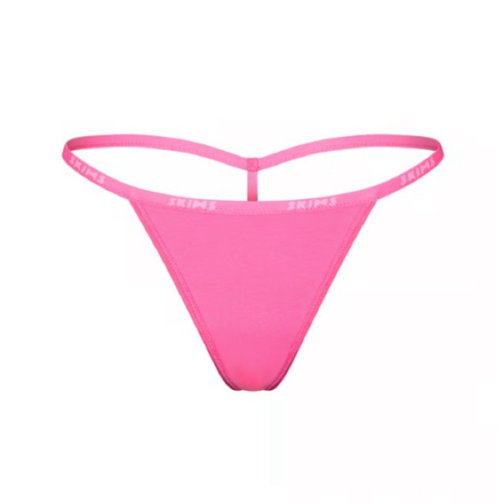 NWT SKIMS Cotton Logo String Thong In Pink
